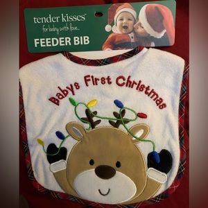 NWT baby’s First Christmas bib with reindeer.